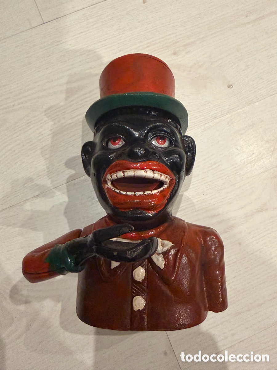 Antig&uuml;edades: Hucha mec&aacute;nica de hierro fundido Jolly Nigger Bank