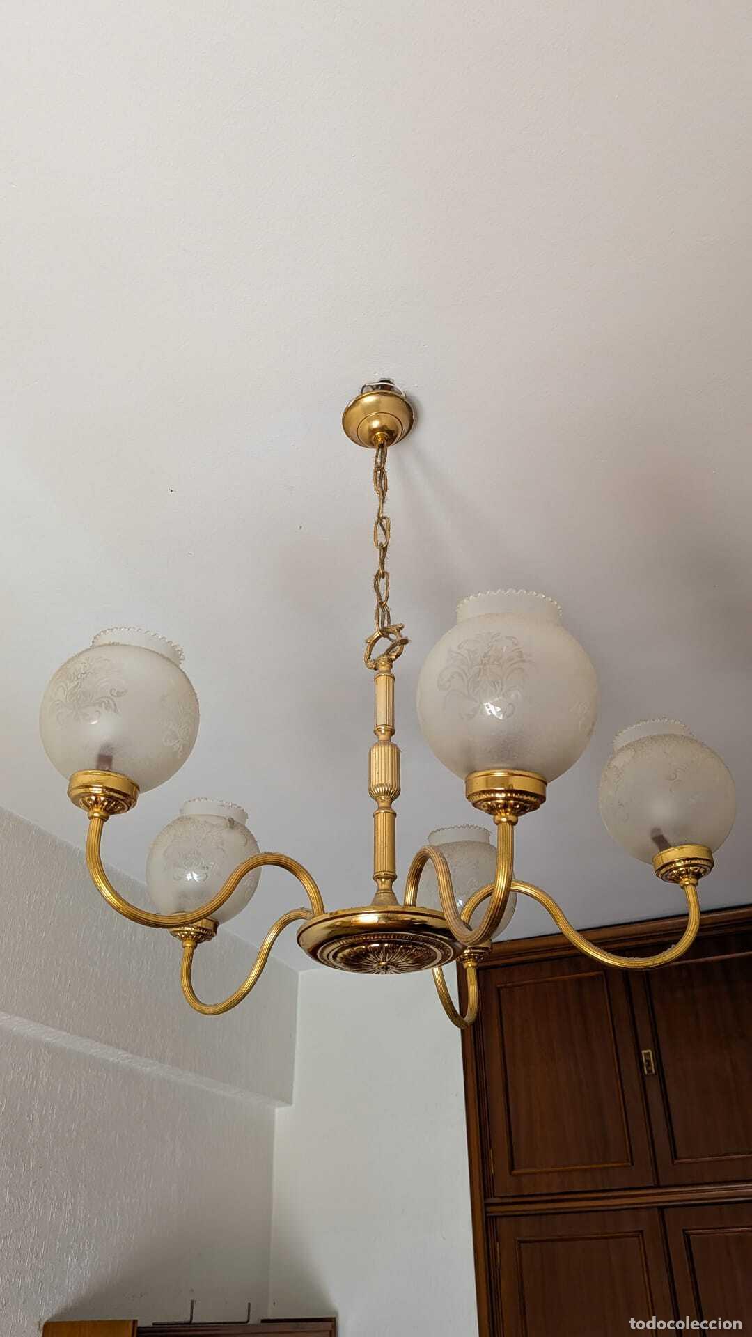 Antig&uuml;edades: PRI-011: L&aacute;mpara de techo cl&aacute;sica de cinco luces