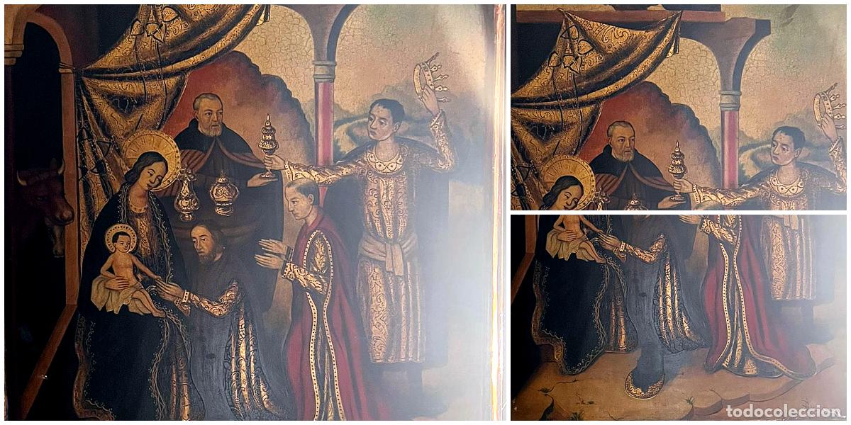 Antig&uuml;edades: Cuadro de tem&aacute;tica religiosa con escena de adoraci&oacute;n