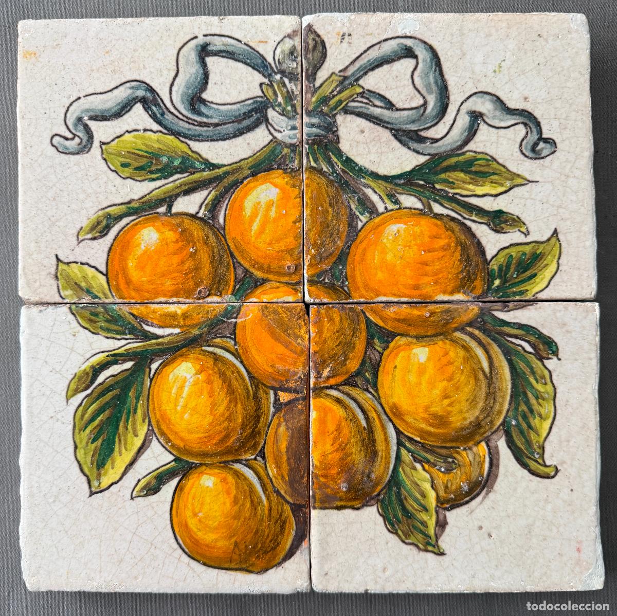 Antig&uuml;edades: Hermanos Morillo , Colonia de Santa In&eacute;s , M&aacute;laga , mosaico de azulejos con motivo frutal