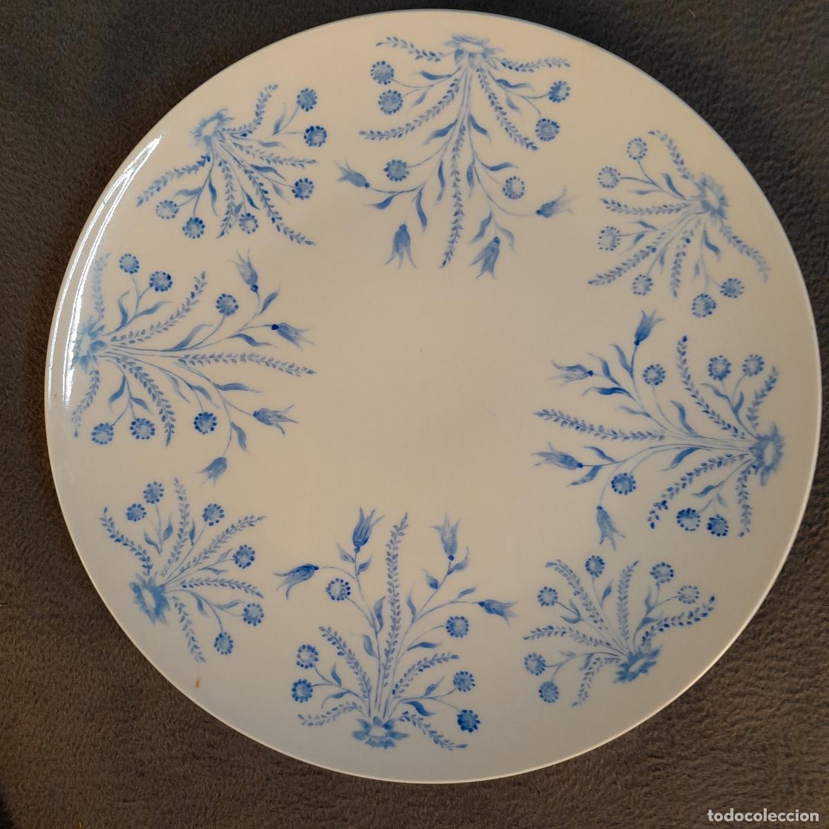 Antig&uuml;edades: PLATO LLANO DE PORCELANA CON DECORACI&Oacute;N FLORAL EN AZUL. SIGLO XX