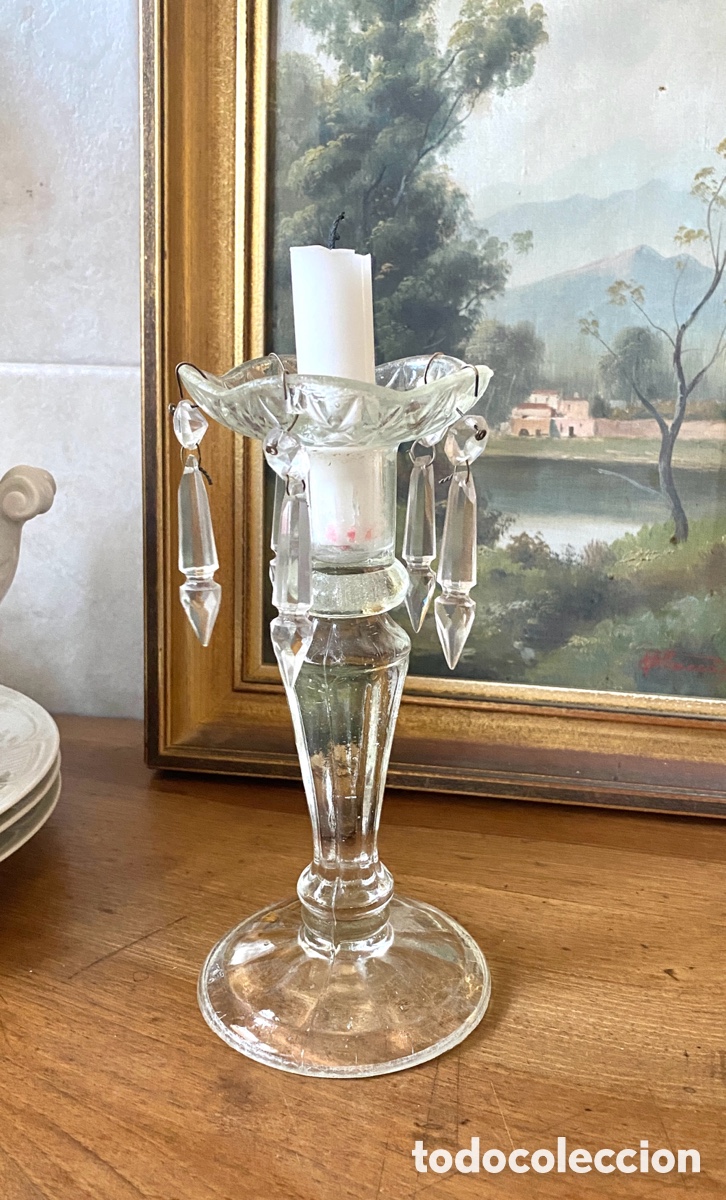 Antig&uuml;edades: Antiguo porta velas vidrio