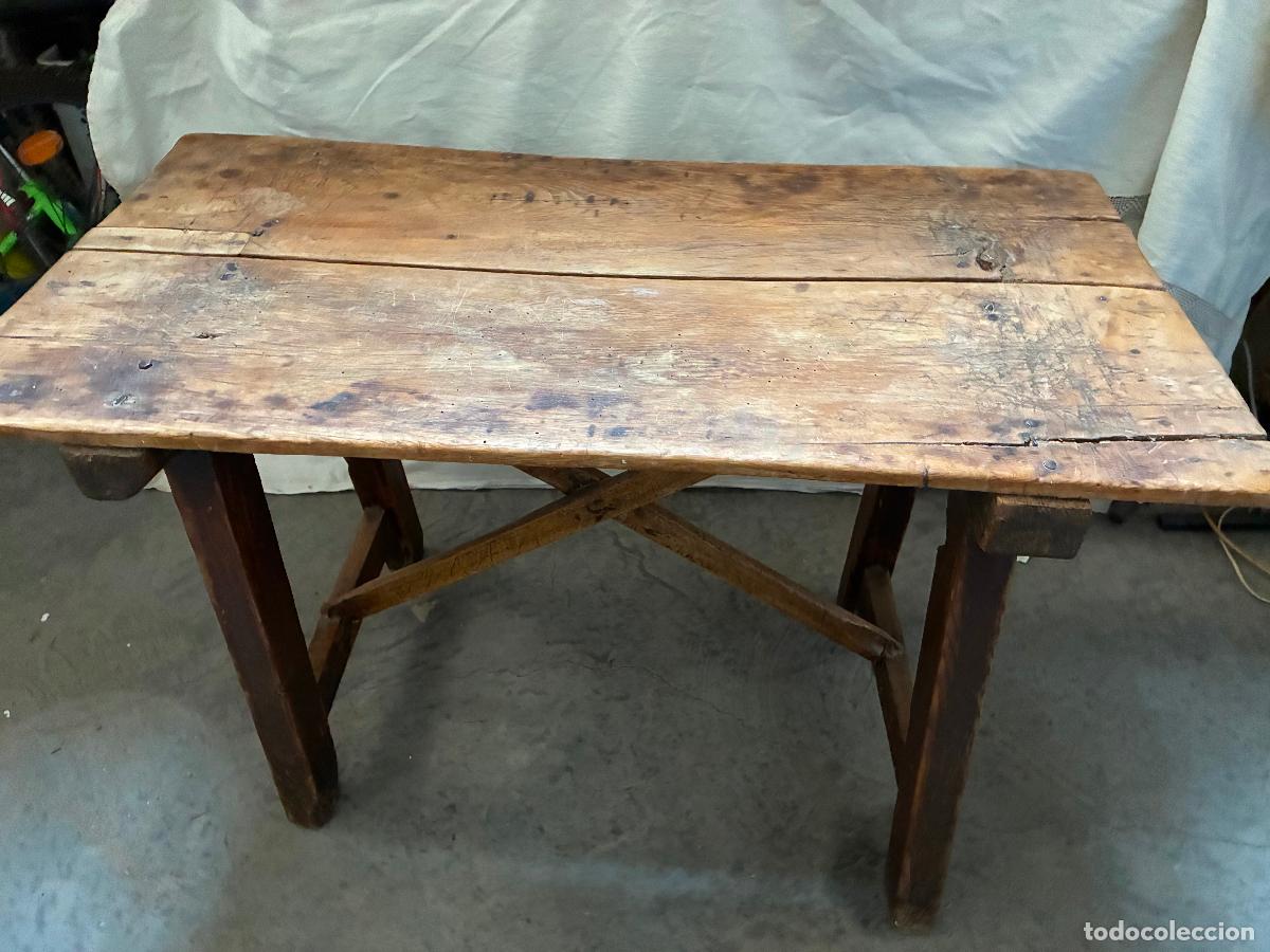 Antig&uuml;edades: Antigua mesa rustica de mataero o matanza cocina madera maciza mide 100x52x86 ver fotos