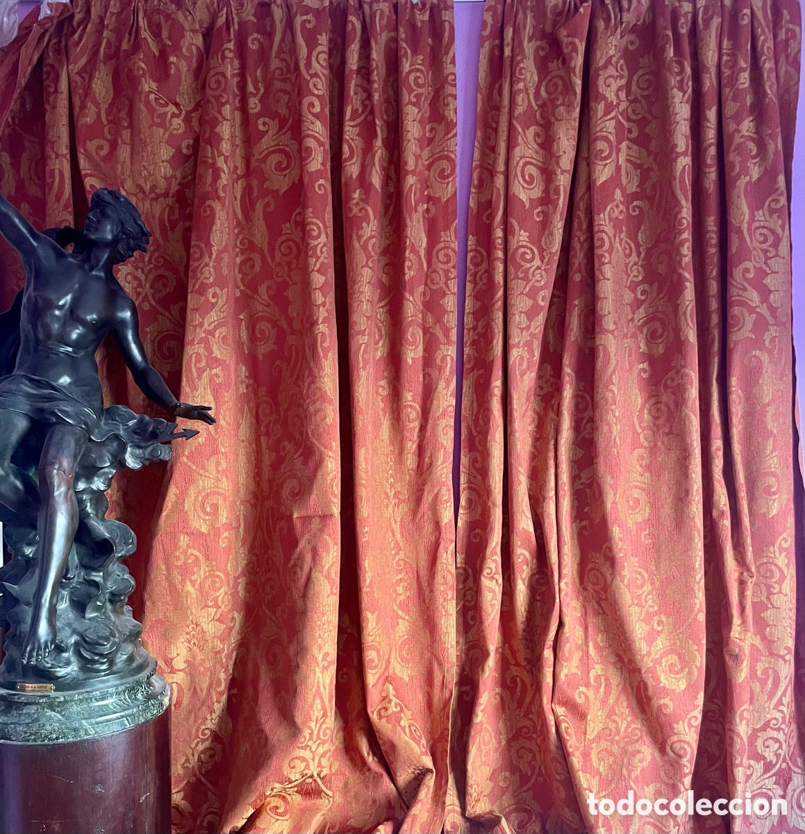 Antig&uuml;edades: Cinco Cortinas Adamascadas - Foto 2