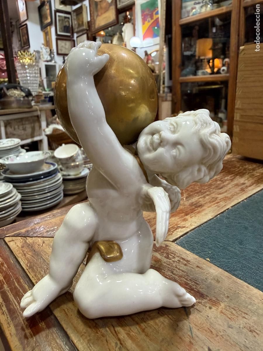 Antig&uuml;edades: PRECIOSO ANGEL QUERUBIN PORCELANA ALGORA - MEDIDA 16 CM