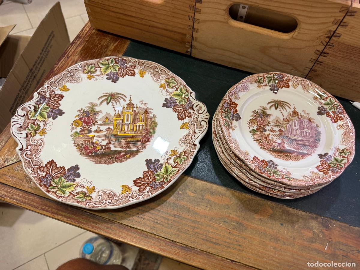 Antig&uuml;edades: CONJUNTO PARA MERIENDA DE CERAMICA LA CARTUJA PICKMAN - PLATO CENTRAL Y 6 DE POSTRE