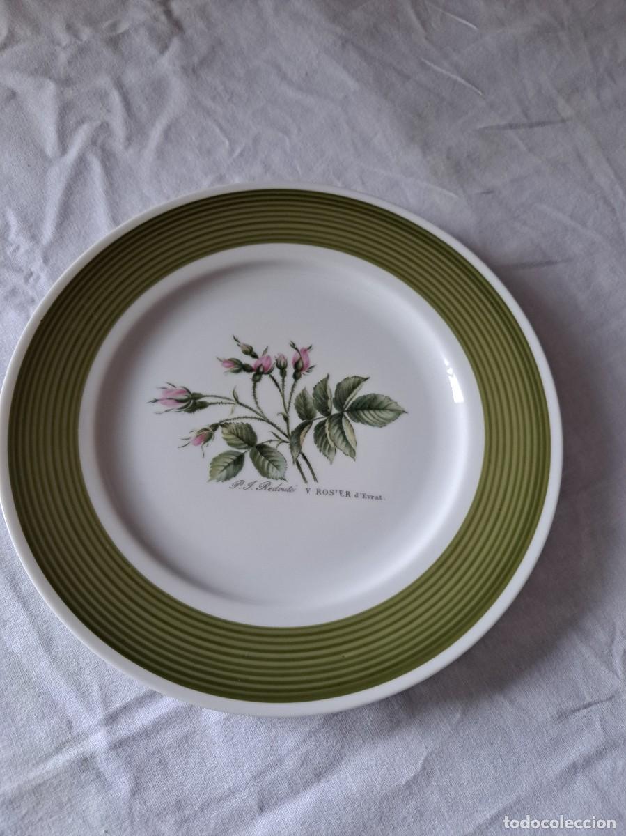 Antig&uuml;edades: Plato de postre de porcelana HUTSCHENREUTHER Germany, Rosier d&acute;evrat