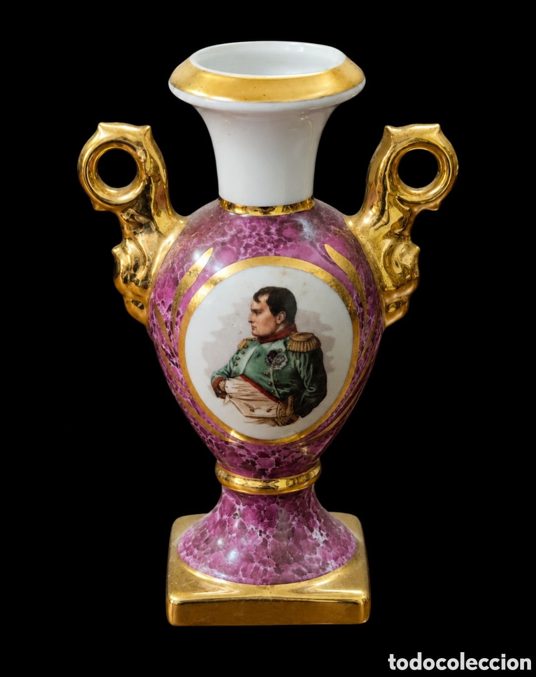 Antig&uuml;edades: Peque&ntilde;o jarr&oacute;n de porcelana de Limoges con El busto de Napole&oacute;n Bonaparte a&ntilde;os 50