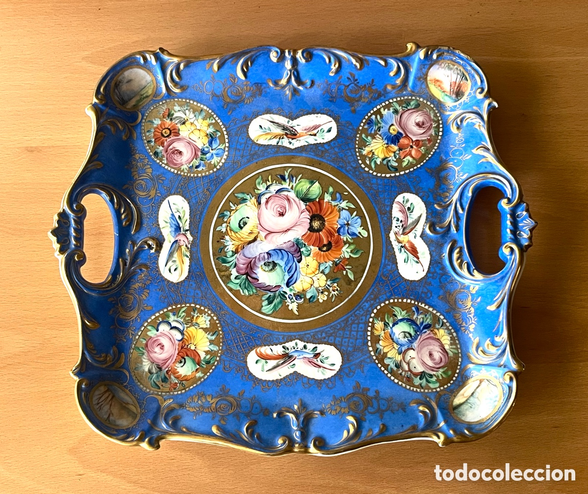 Antig&uuml;edades: BANDEJA PORCELANA ESMALTADA DE S&Egrave;VRES - 36 X 32,5 CM