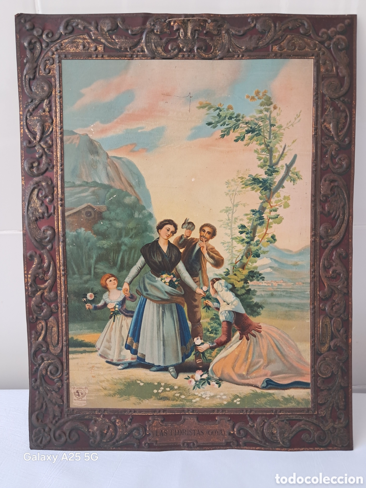 Antig&uuml;edades: Cartel met&aacute;lico Las floristas de Goya