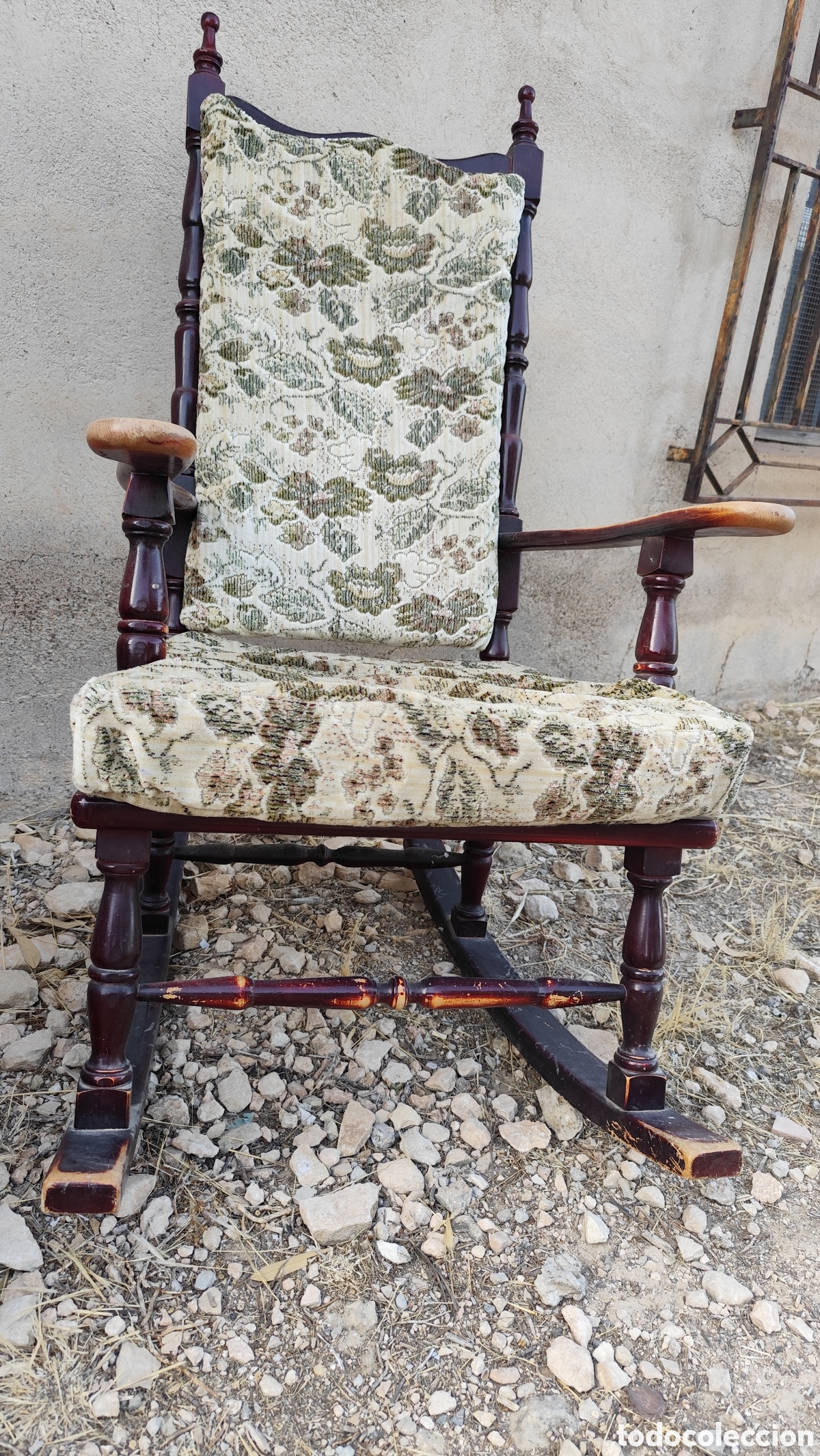 Antig&uuml;edades: Pareja Mecedoras Vintage Madera Cojines - Foto 5