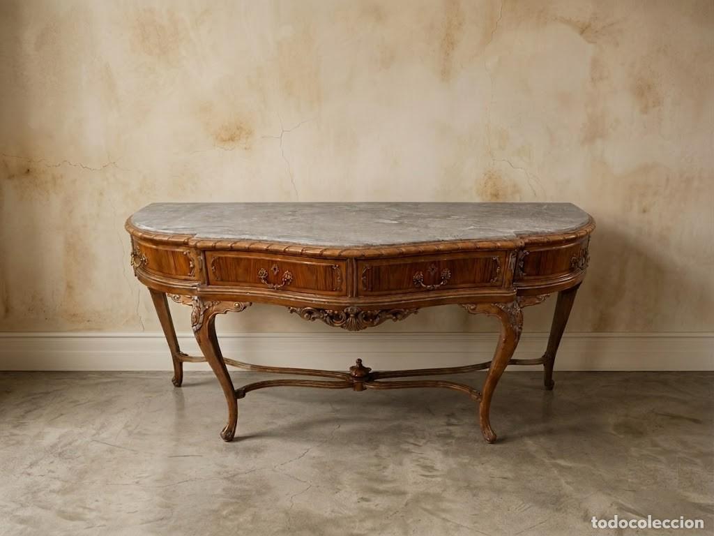 Antig&uuml;edades: Consola antigua estilo Luis XV 185 cm. Mueble Gran consola antigua grande estilo Barroco Isabelino.