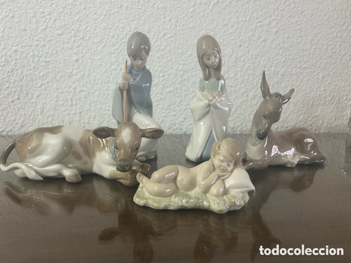 Antig&uuml;edades: Bel&eacute;n Lladr&oacute; porcelana, 5 piezas originales (Nacimiento)