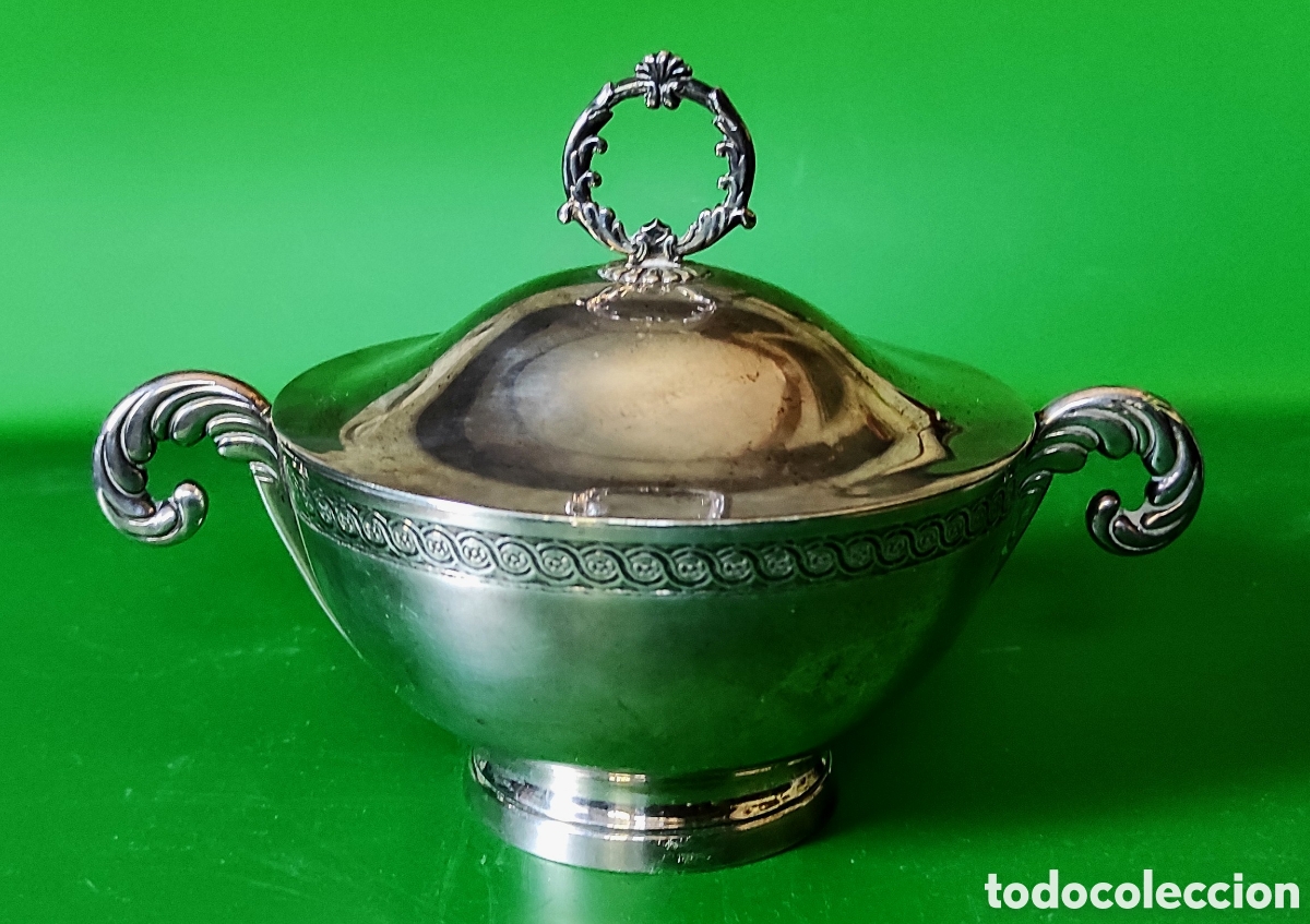 Antig&uuml;edades: Azucarero. Plata del siglo XIX. Madrid. J. Sellan