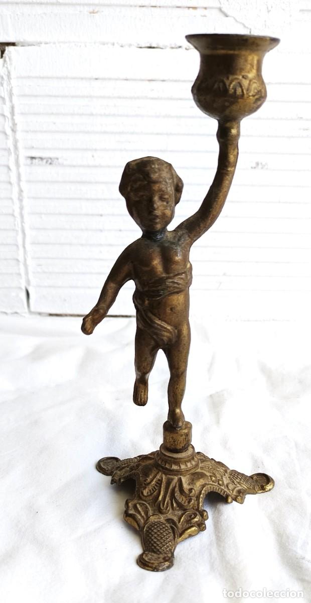 Antig&uuml;edades: Candelero - Lat&oacute;n dorado, Lat&oacute;n fundido, Bronce dorado Francia - Antiguo - 1910-1920