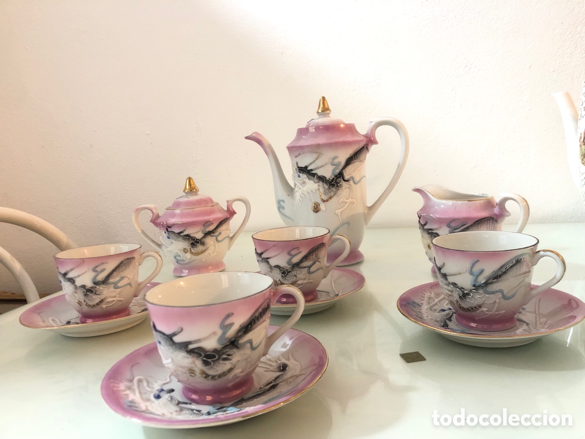 Antig&uuml;edades: Juego de caf&eacute; antiguo Drag&oacute;n Rosa - Foto 1