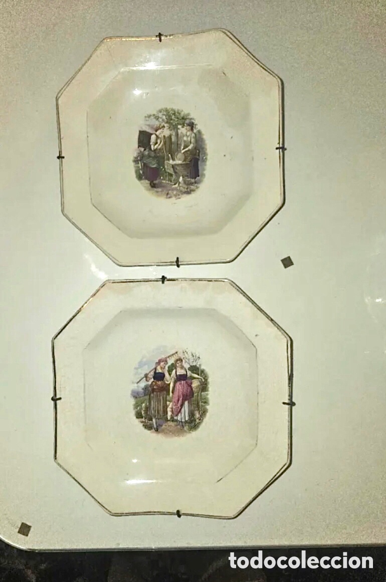 Antig&uuml;edades: Platos Cartuja antiguos decorados