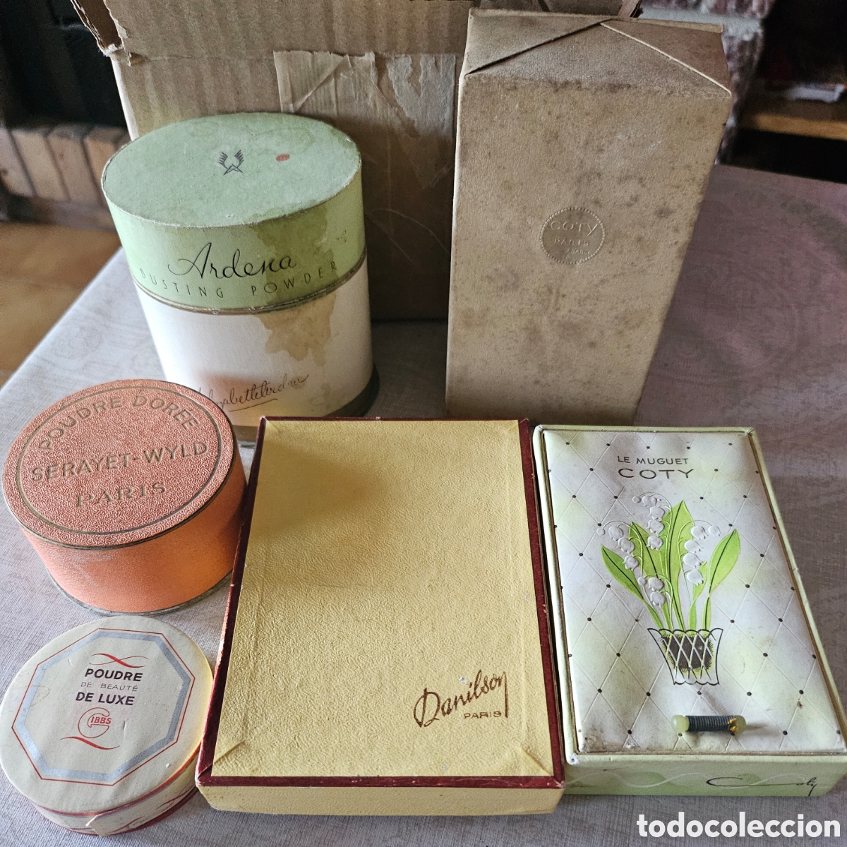 Antig&uuml;edades: Lote Colecci&oacute;n Cajas Polvo Tocador Vintage A&ntilde;os 40-50 Coty, E. Arden, Paris - Vac&iacute;as