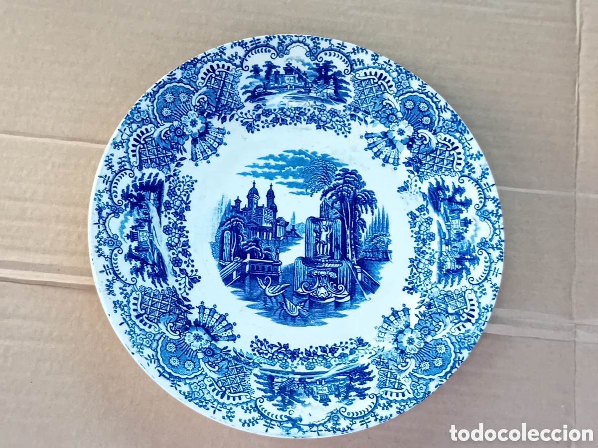 Antig&uuml;edades: ANTIGUO PLATO AZUL PICKMAN VISTAS MIDE 26 CM