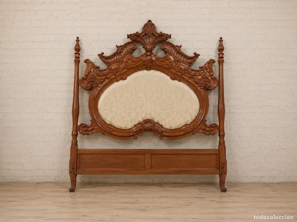 Antiquit&auml;ten: Gran cabecero antiguo tapizado estilo Luis XV 170 cm. Cama antigua estilo Barroco Isabelino.