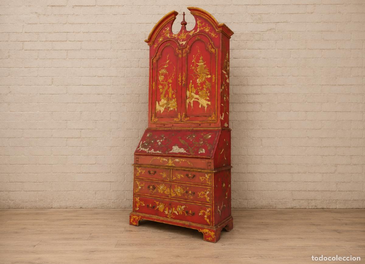 Antig&uuml;edades: Bur&oacute; Bureau antiguo estilo Chino. Escritorio secreter canterano antiguo estilo ingl&eacute;s Estanter&iacute;a.