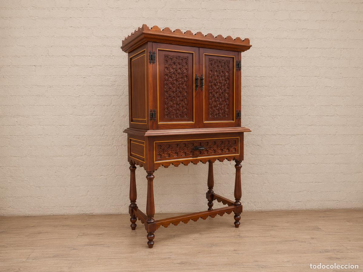 Oggetti Antichi: Bargue&ntilde;o antiguo estilo mud&eacute;jar &aacute;rabe. Mueble papelera arquimesa estilo espa&ntilde;ol neomud&eacute;jar.