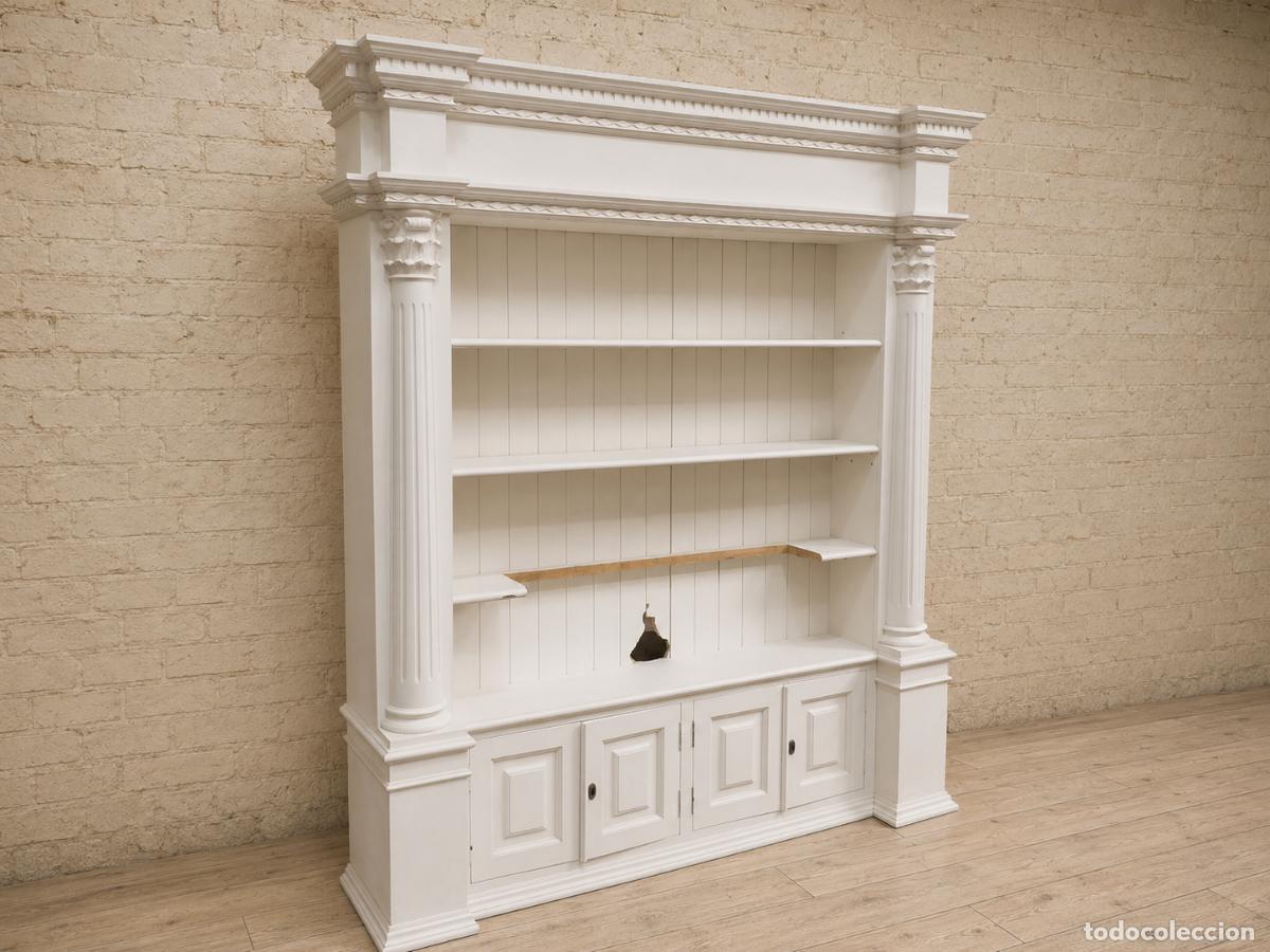 Antig&uuml;edades: Mueble de sal&oacute;n Aparador Librero antiguo estilo ingl&eacute;s Estanter&iacute;a Librer&iacute;a antigua Biblioteca Blanco