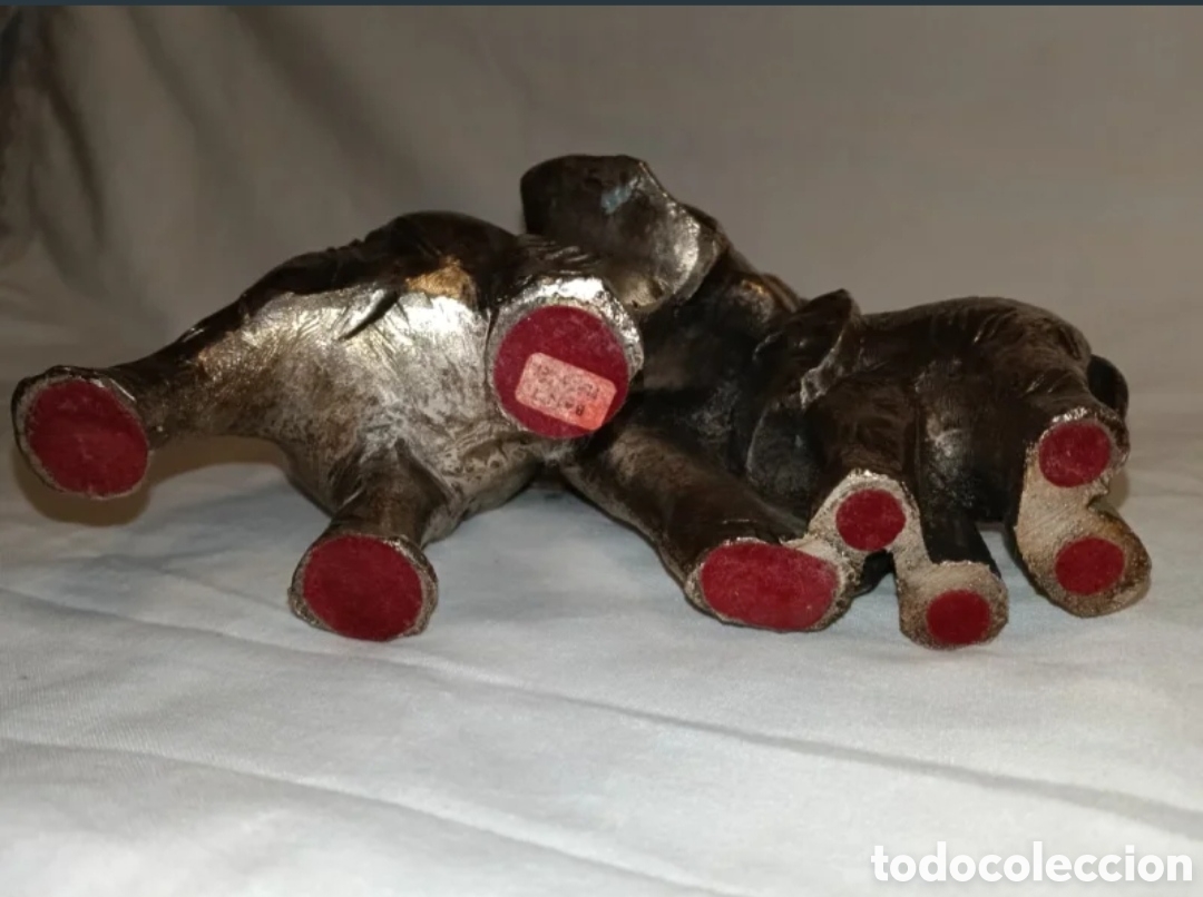 Antig&uuml;edades: Elefante con cria, ba&ntilde;o de plata ley - Foto 5