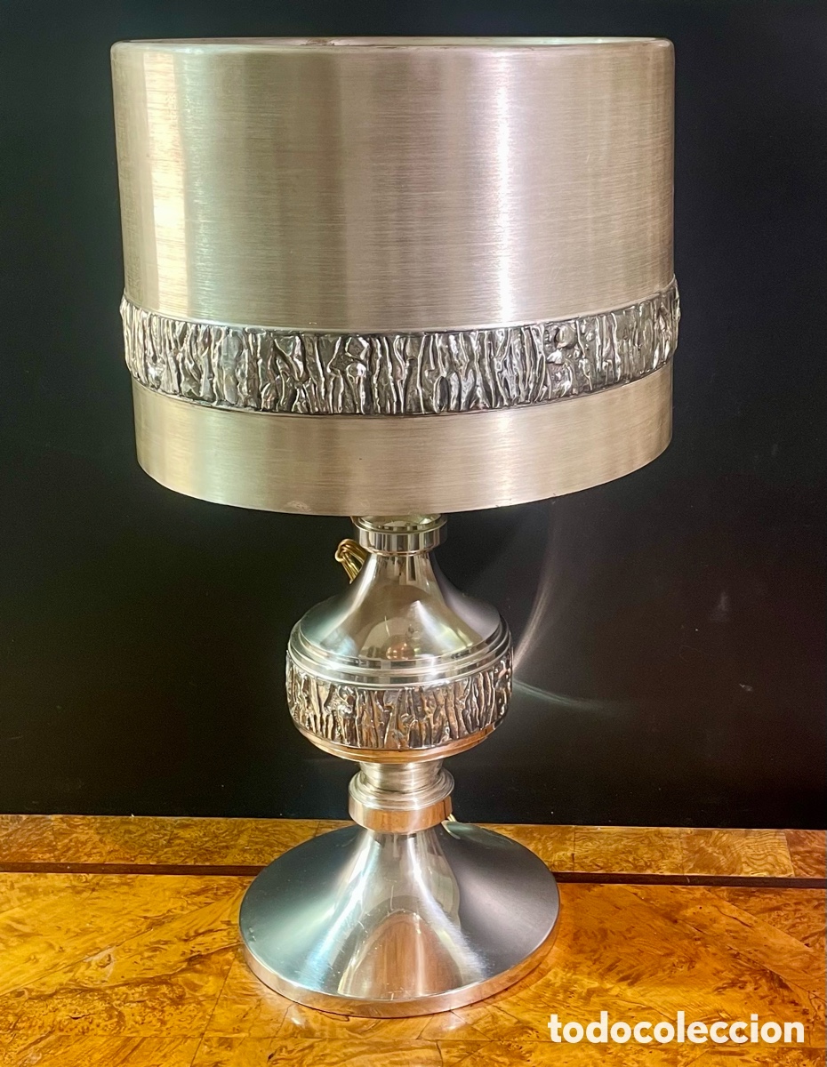 Antig&uuml;edades: L&aacute;mpara Alpaca Artes Granda 68cms