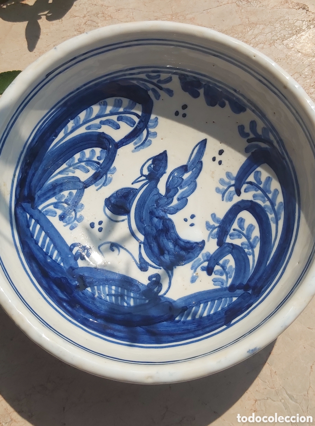 Antig&uuml;edades: Escudilla de Loza Catalana / Talavera - Siglo XVIII - Serie de las Cintas e Hojas - &iexcl;Intacta!