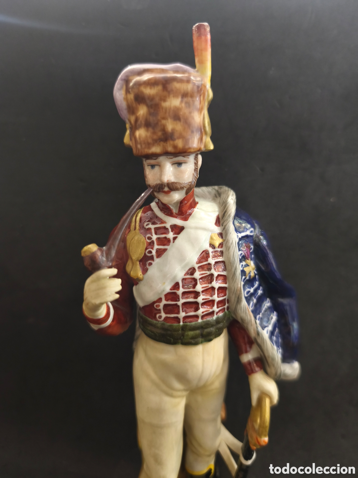 Antig&uuml;edades: Capodimonte, figura de porcelana del oficial militar h&uacute;sar 27cm
