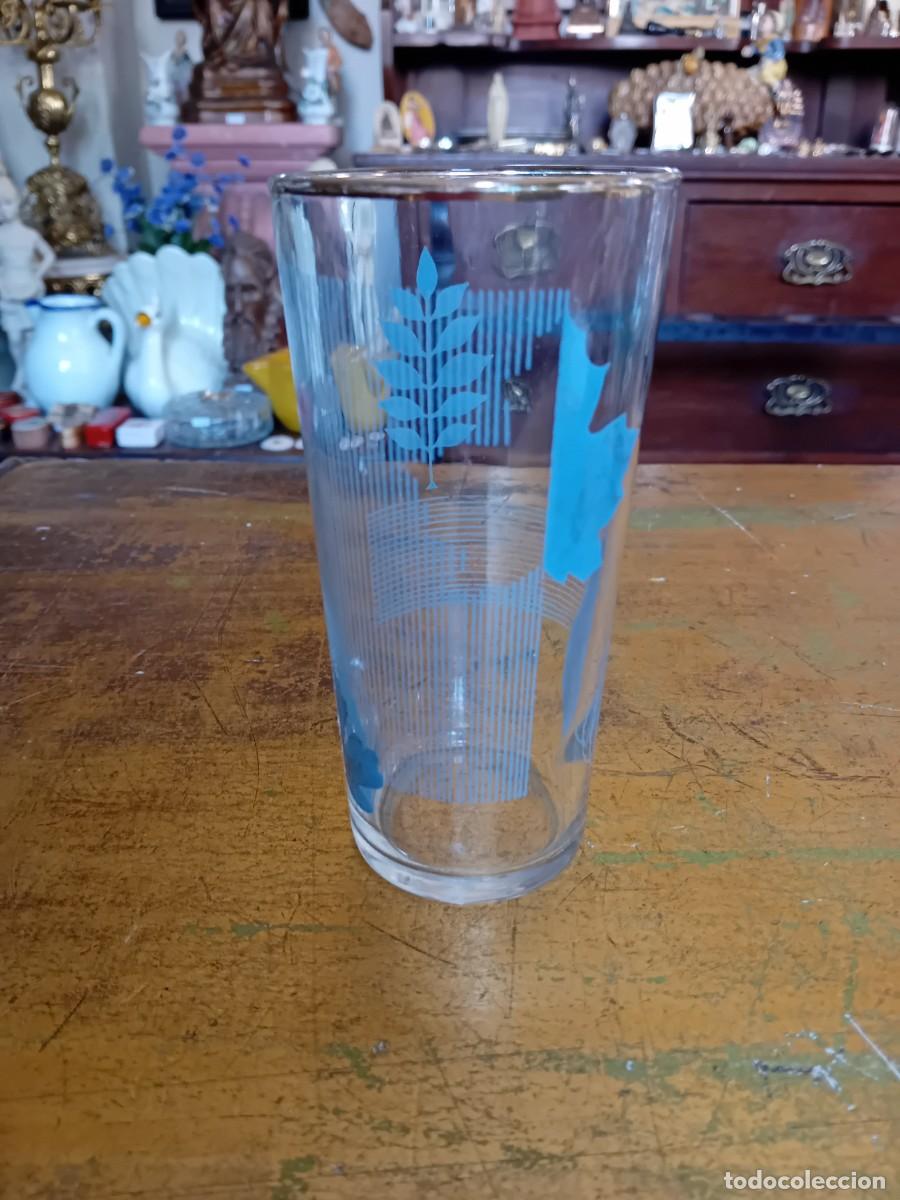 Antig&uuml;edades: Vaso alto serigrafiado con filo en oro d&eacute;cada de los 60