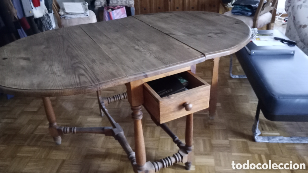 Antig&uuml;edades: Mesa abatible antigua. - Foto 2