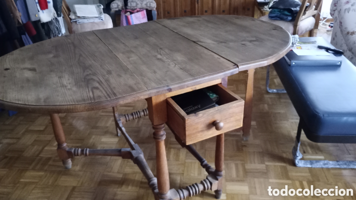 Antig&uuml;edades: Mesa abatible antigua. - Foto 3