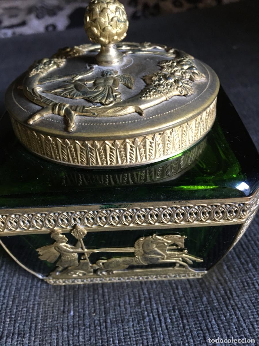 Antig&uuml;edades: Tintero encrier imperio xix bronce cristal - Foto 1