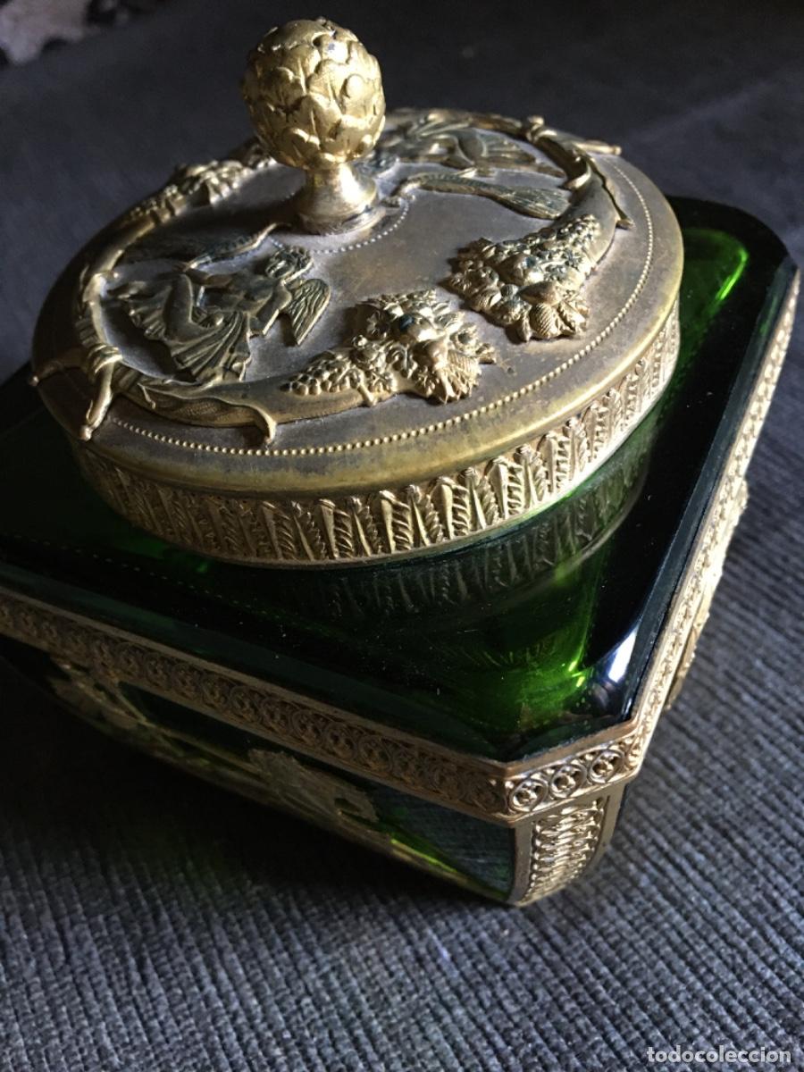 Antig&uuml;edades: Tintero encrier imperio xix bronce cristal - Foto 7