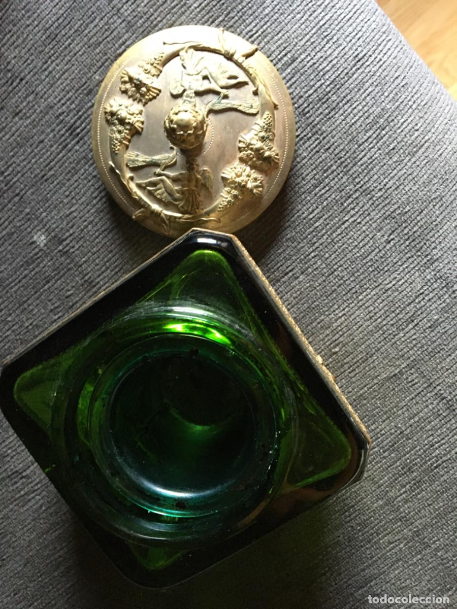 Antig&uuml;edades: Tintero encrier imperio xix bronce cristal - Foto 9