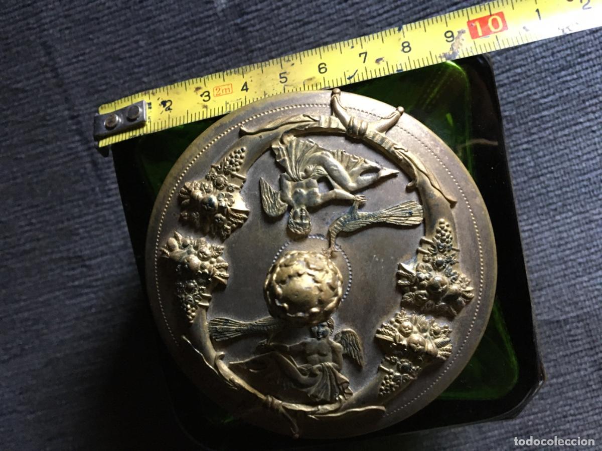 Antig&uuml;edades: Tintero encrier imperio xix bronce cristal - Foto 10