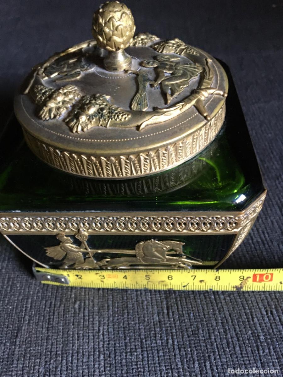 Antig&uuml;edades: Tintero encrier imperio xix bronce cristal - Foto 11
