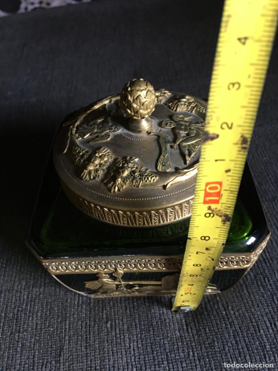 Antig&uuml;edades: Tintero encrier imperio xix bronce cristal - Foto 12