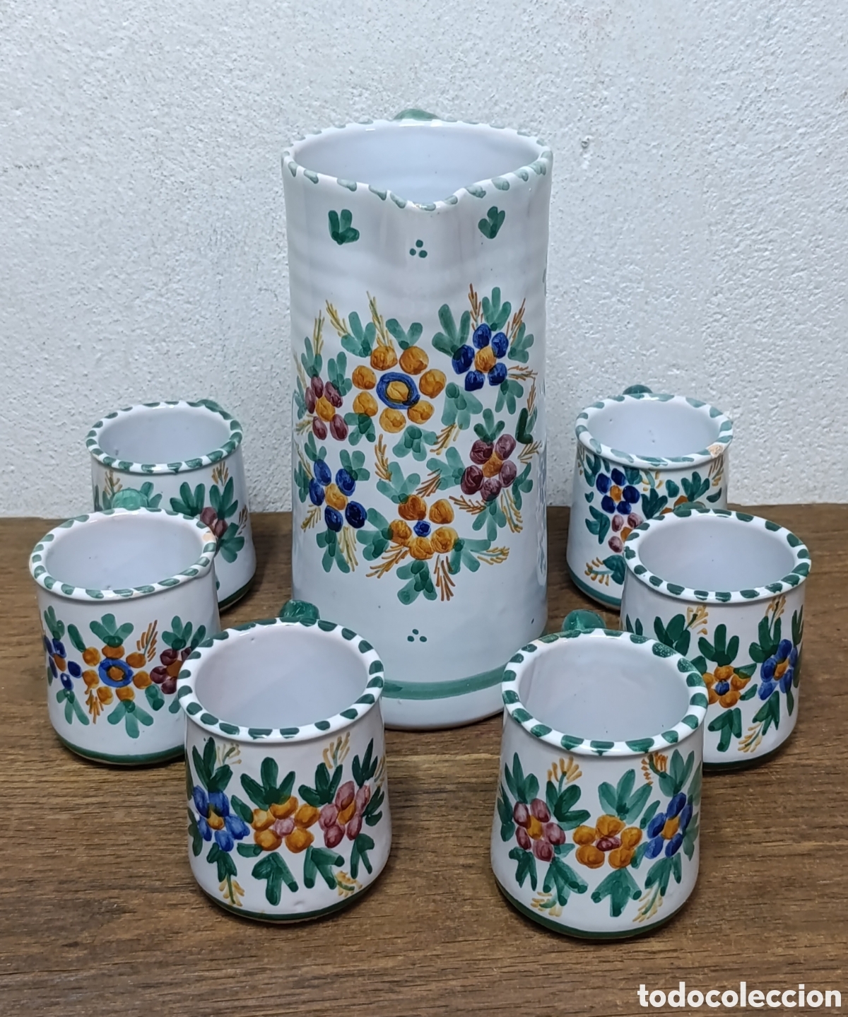 Antig&uuml;edades: MUY BONITO JUEGO DE JARRAS DE CER&Aacute;MICA DE TALAVERA