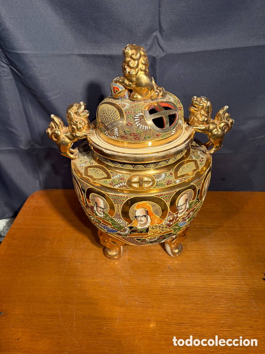 Antig&uuml;edades: BONITO TIBOR JAPONES SATSUMA, PINTADO A MANO Y TERMINACIONES EN ORO