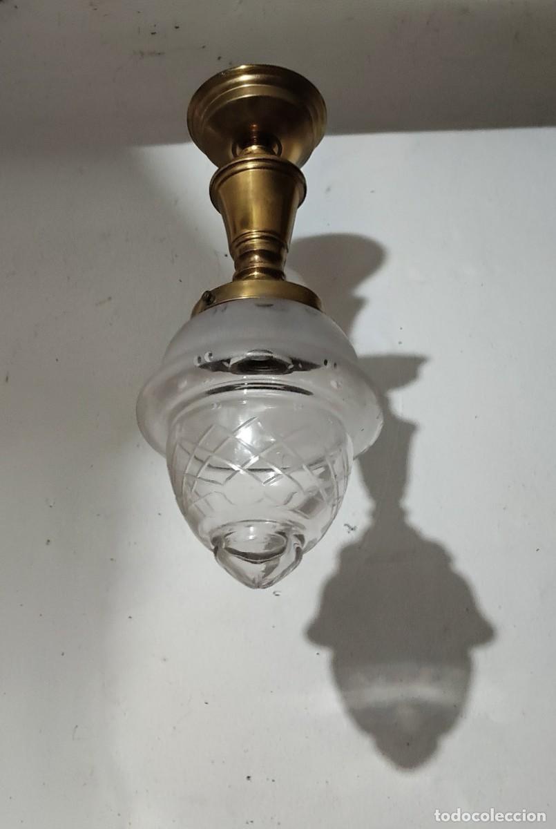 Antig&uuml;edades: L&aacute;mpara antigua farol aplique tulipa