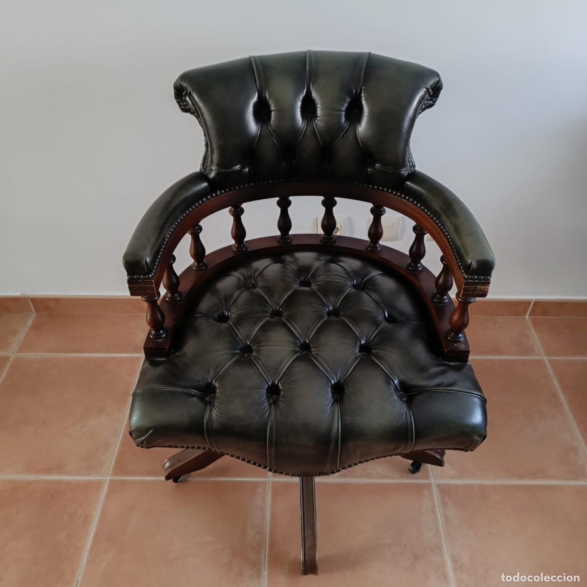 Antig&uuml;edades: SILLA DE DESPACHO CHESTERFIELD DE CUERO - Foto 4