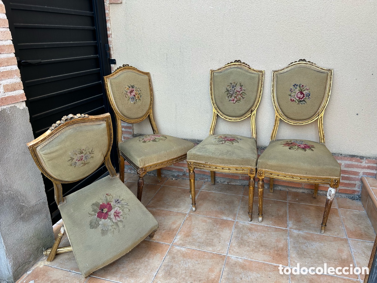 Antig&uuml;edades: LOTE DE 4 SILLAS PARA BRICOLAGE Y RESTAURACION DE LA MADERA ENTREGA EN MANO