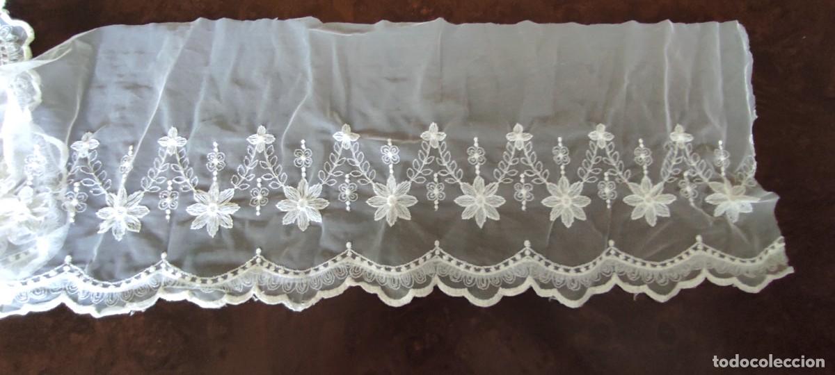 Antig&uuml;edades: 10 METROS DE PUNTILLA / EENCAJE DE TUL BORDADO FLORAL (22 cm ancho) - Ideal Indumentaria o Ajuar&rdquo;
