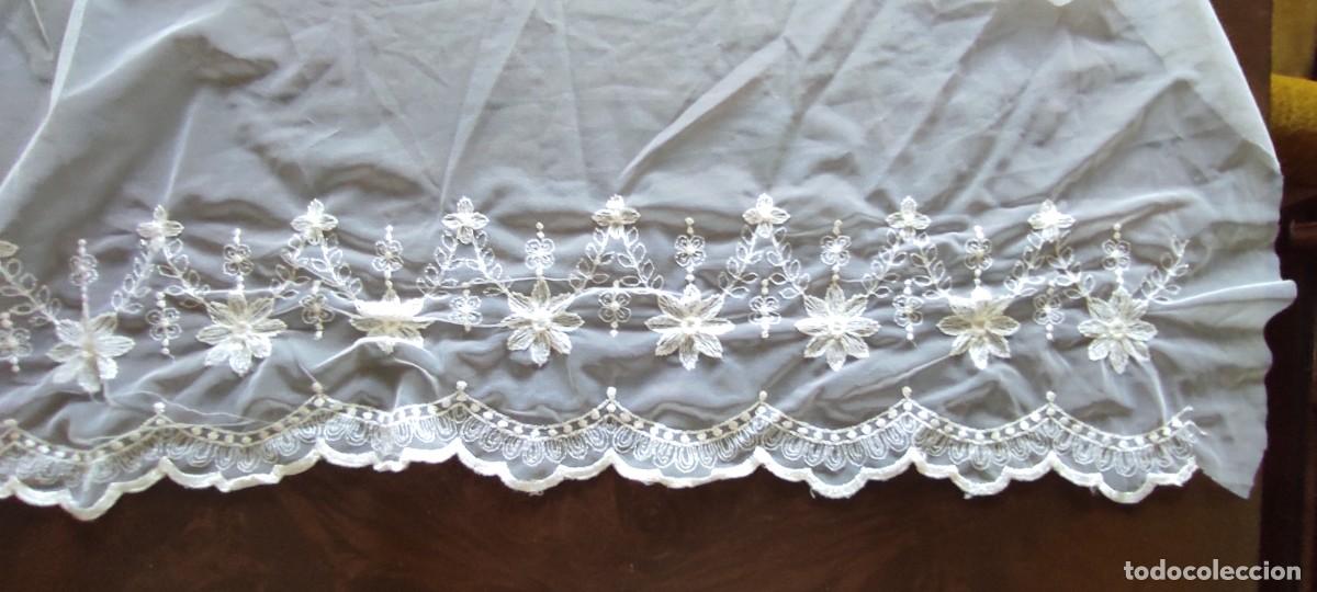 Antig&uuml;edades: 4 METROS DE PUNTILLA / ENCAJE DE TUL BORDADO FLORAL - GRAN ANCHO (30 cm) - Trajes Regionales o Ajua