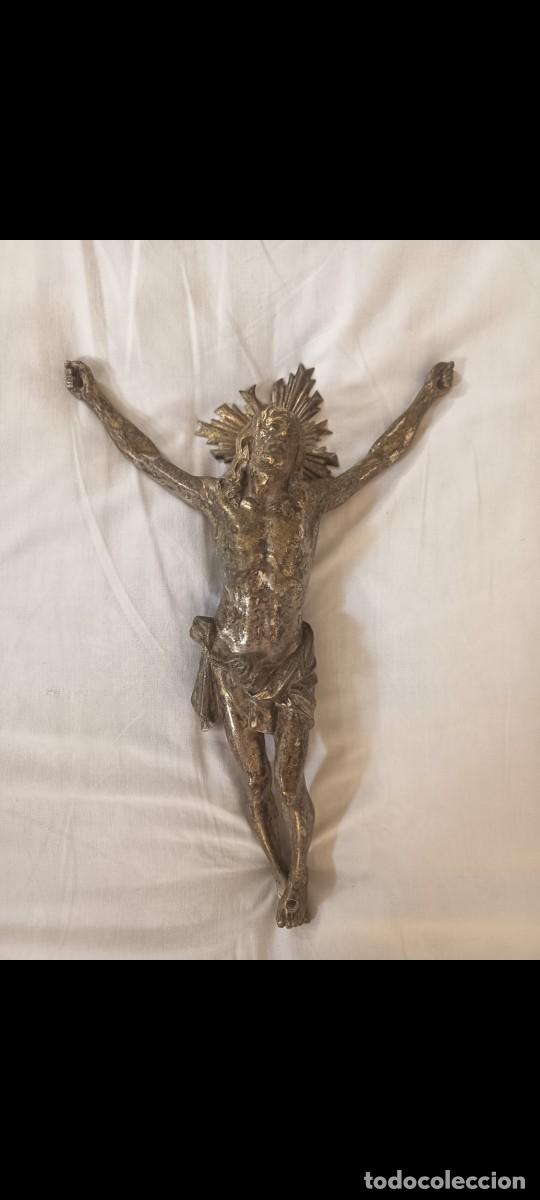 Antig&uuml;edades: Cristo bronce plateado finales del siglo xviii