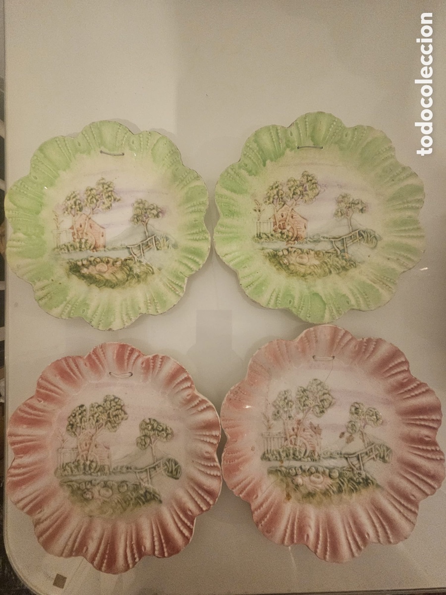 Antig&uuml;edades: 4 platos antiguos franceses decorativos