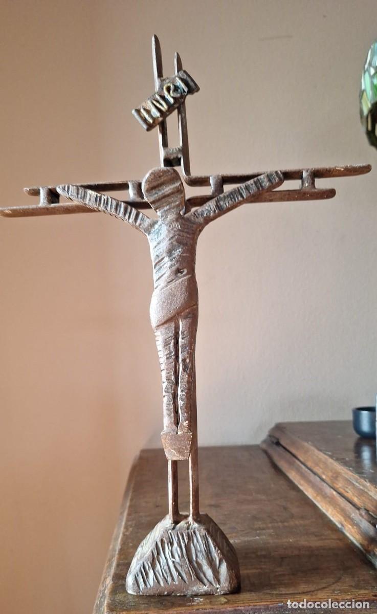 Antig&uuml;edades: Crucifijo Cruz de Altar Hierro Forjado